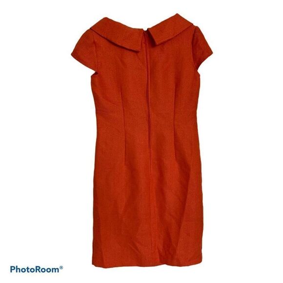 Vintage 70’s 80’s Orange Cap Sleeve Karin Stevens Petites Sheath Dress - Picture 2 of 12
